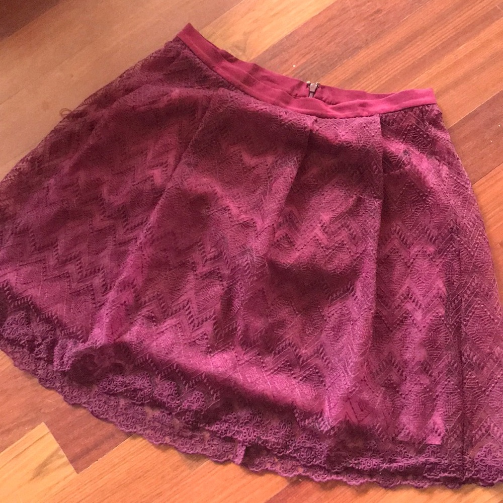 Forever 21 + Burgundy Lace A-Line skirt